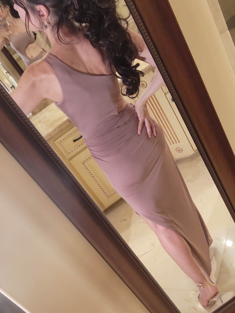 K TOO Mauve Cutout Maxi Dress with Side Knot and Gold-tone Hardware, S - Picture 7 of 16